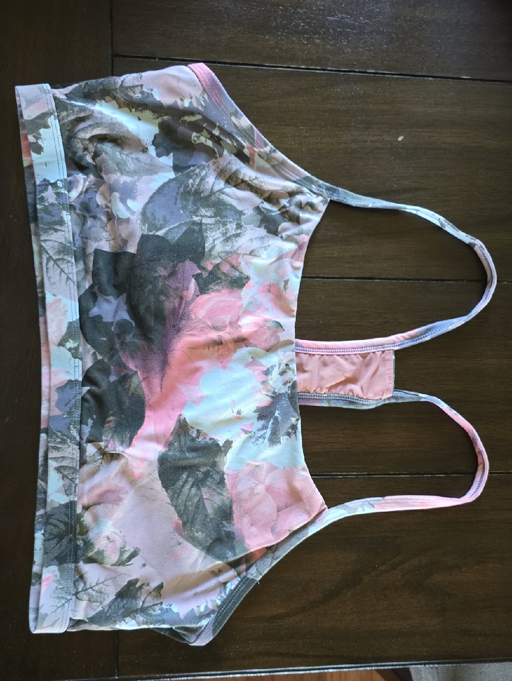 Fabletics Pink & Gray Floral Sports Bra
